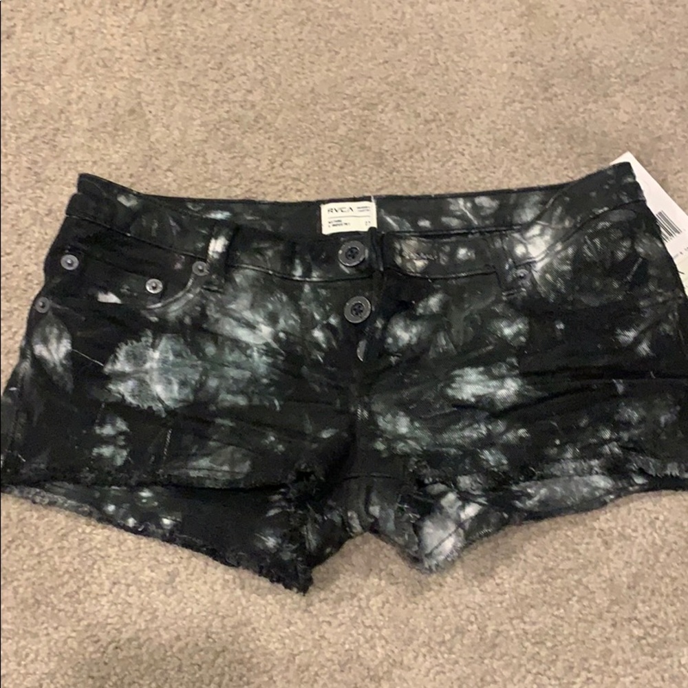 RVCA Mind Traveler Distressed Black Shorts